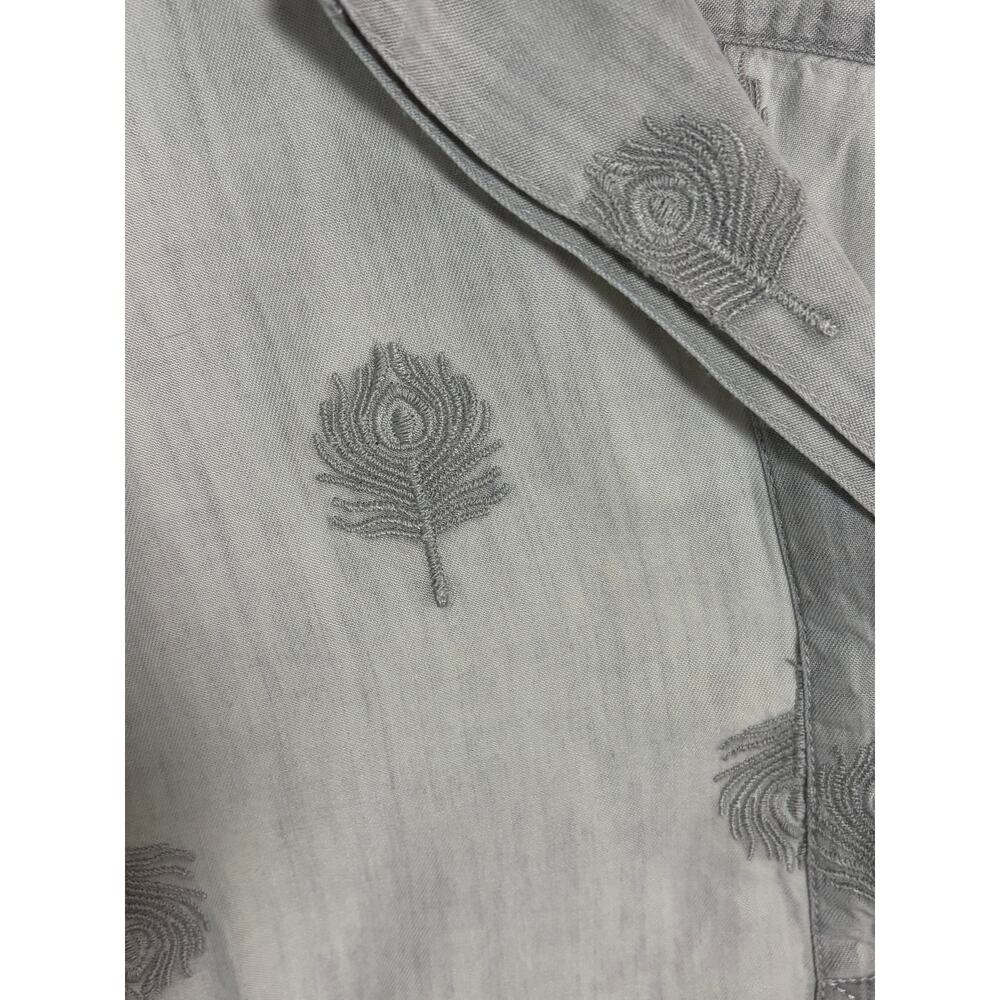 Soft Surroundings Embroidered Feather Tunic Dress Gray Tunic Dress Size M Boho - Picture 3 of 8